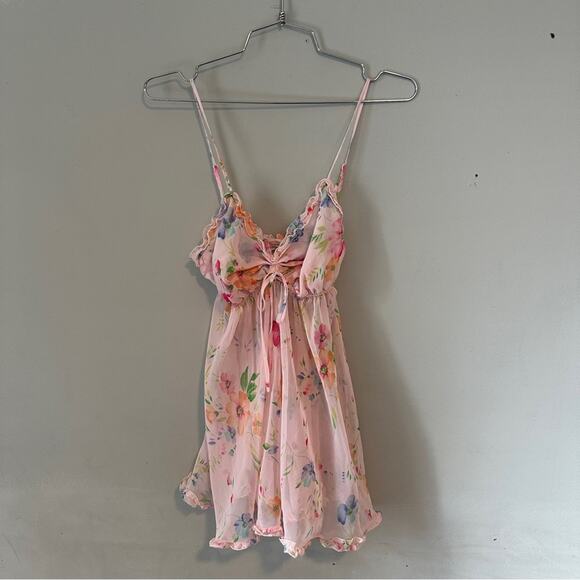 Vintage Sheer Floral Victoria's Secret Pink Babydoll Slip Dress XS Y2K - Picture 4 of 7